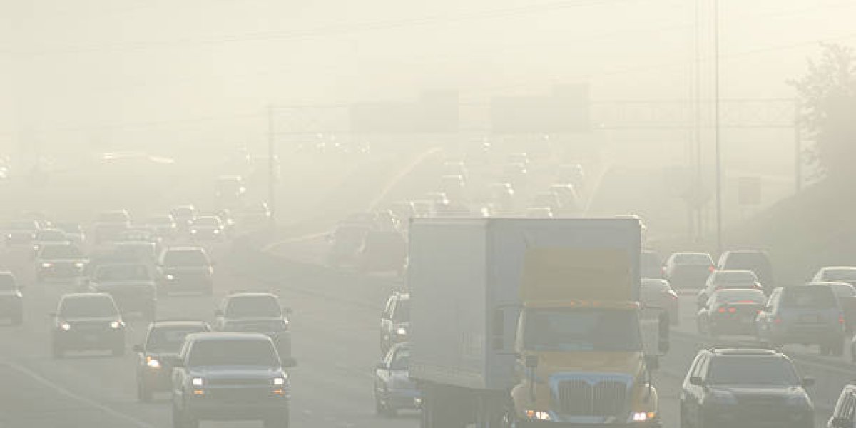 Rush hour smog on a freeway