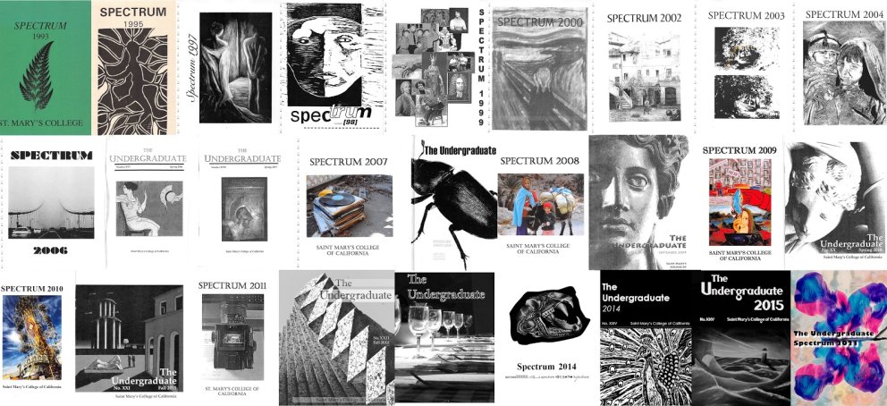 Spectrum and Undergraduate Journal covers from 1993-2021