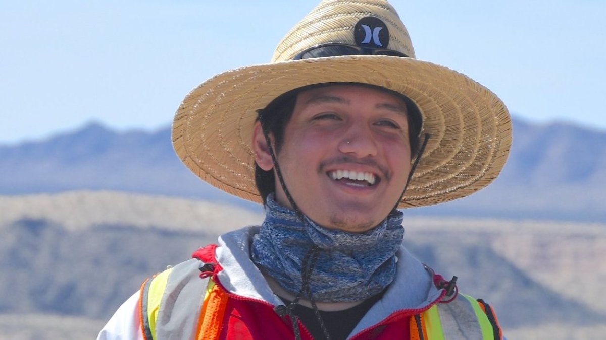 Student Jared Ralleta '24 in the desert, where he was working as part of a NASA project